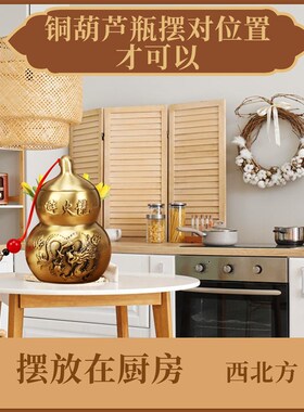 纯铜避火龙瓶子厨房西北角化解乾火烧天门黄铜葫芦瓶摆件泻火龙