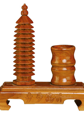 文昌塔笔筒九层13十三层办公室桌面木质书桌书房学生礼物装饰摆件