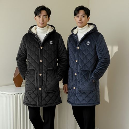 冬季大码爸爸工作棉衣棉服加绒中长款四川省服罩衣连帽巨厚C07 - 图0