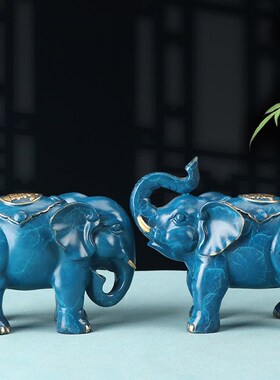 纯铜大象摆件一对家居客厅玄关办公室吸水象吉祥装饰新家乔迁礼物