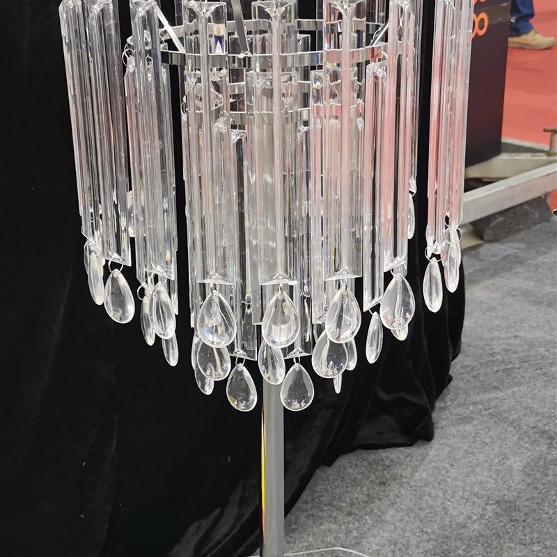 新款婚庆道具水晶冰长条桌花花器婚礼堂甜品台桌面铁艺珠帘摆件装,淘宝优惠券,粉丝福利购,淘宝优惠卷