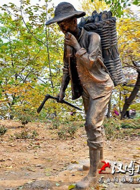 农耕文化主题雕塑干农活人物雕塑玻璃钢仿铜雕塑户外公园景观雕塑