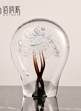 轻奢极简高档琉璃艺术玻璃摆件酒店样板房大堂办公区桌面家居饰品