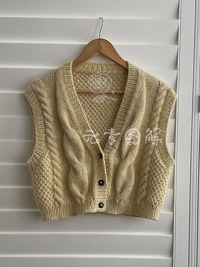 哈珀背心图解harper vest女士V领麻花开衫图解编织中文字图解教程,淘宝优惠券,粉丝福利购,淘宝优惠卷