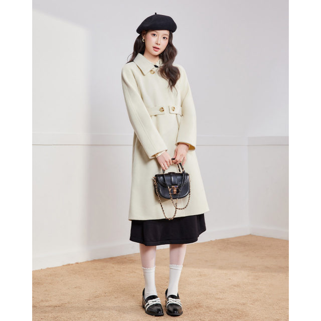 Aiyifu Exclusive for small people 2025 winter new Korean style commuting temperament woolen long jacket