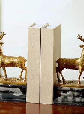 纯铜轻奢摆件欧式现代招财鹿座钟小提琴玄关书房茶几客厅艺术摆设