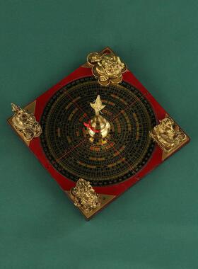 黄铜聚财阵龙龟金蟾貔貅五行八卦罗盘风水五宝阵家居招财纯铜摆件