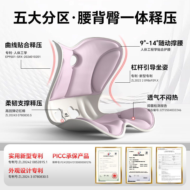 倍立正护腰坐垫办公室久坐不累神器护腰美臀人体工学设计护腰靠垫