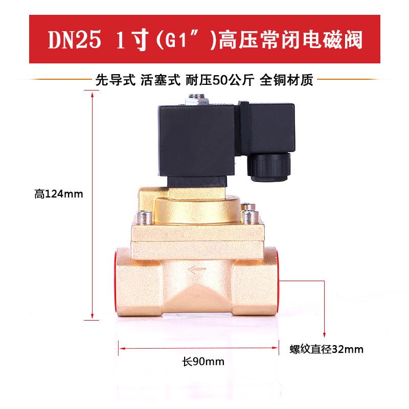 高压船用电磁阀 水阀气阀 铜阀5MPA4分6分1寸AC220V24V高压50公斤 - 图3