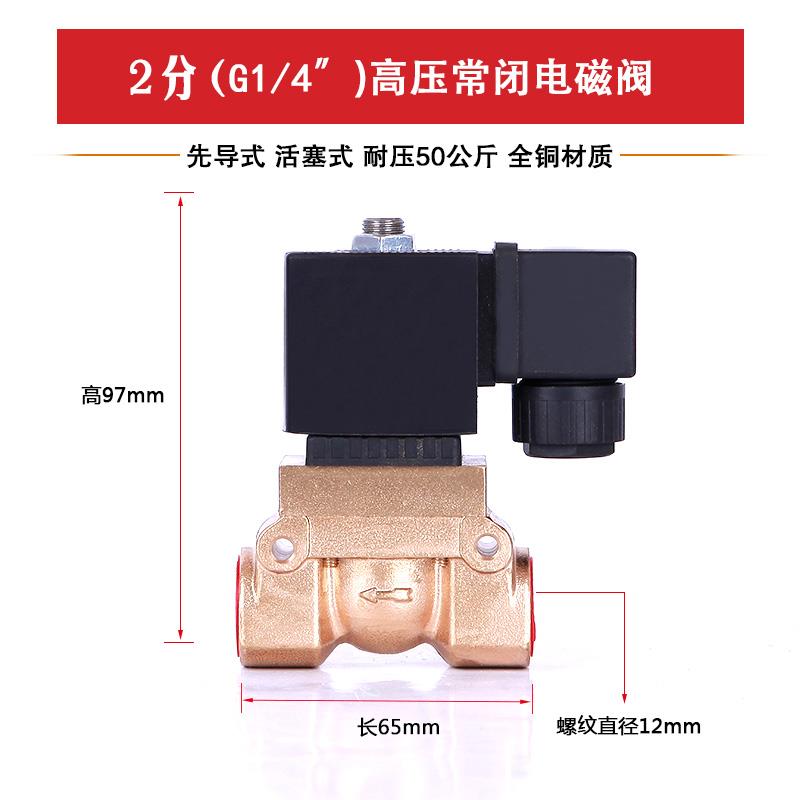 高压船用电磁阀 水阀气阀 铜阀5MPA4分6分1寸AC220V24V高压50公斤 - 图0