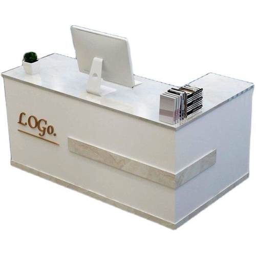 收银柜台简约现代公司前台接待台烤漆培训吧台办公桌美容院柜台转 - 图3