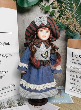 美屋家居办公室装饰俄罗斯陶瓷洋娃娃情人节送女朋友生日萌娃礼品