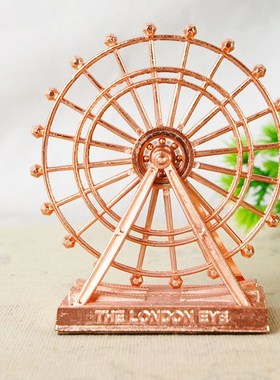 创意金属工艺英伦风格旋转摩天轮模型带灯家居客厅办公摆件送女生