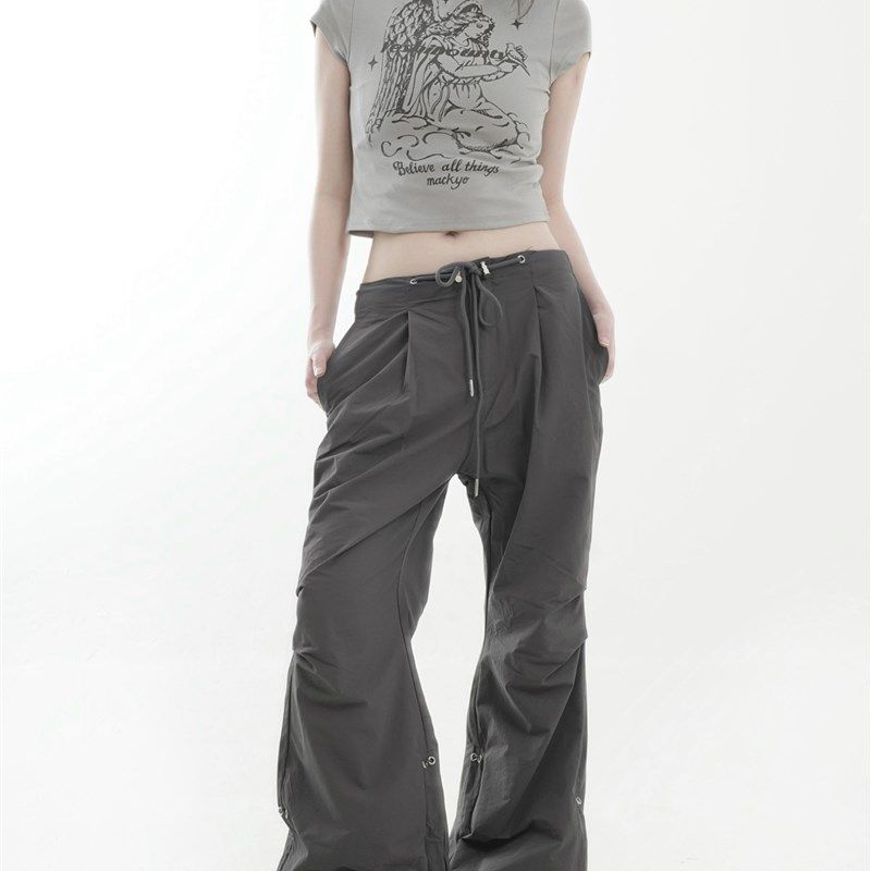 咖喱人 美式冲锋裤女宽松阔腿束脚户外休闲百搭工装裤男夏薄款,淘宝优惠券,粉丝福利购,淘宝优惠卷