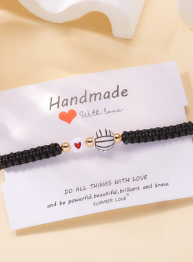 厂家直销新款球类圆珠手链创意百搭款排球网球手工编织可调节