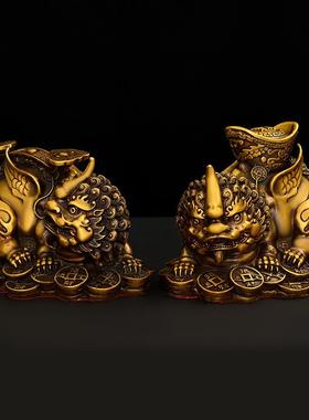 铜貔貅摆件全铜独角飞天貔貅客厅面装饰聚盆貔貅IKG宝桌对霸瑞王