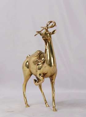 杨铜升记铜鹿铜鹿梅0117花鹿一鹿高办家具公室铜鹿摆件