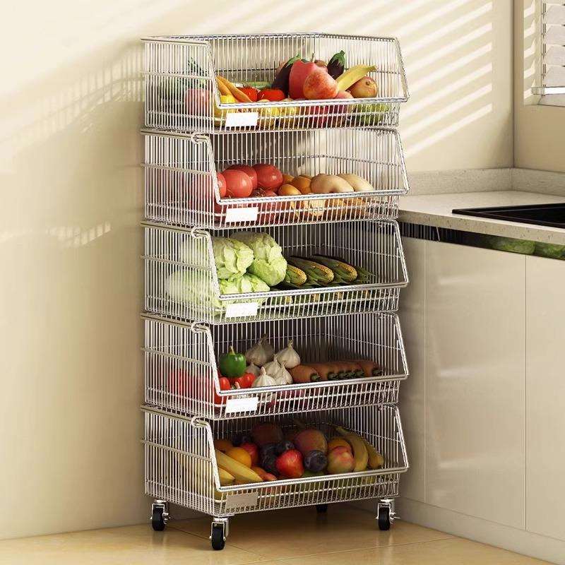 厨房地菜篮子置架多层落果蔬SCL40菜收纳架家水用移动推车储物架 - 图0