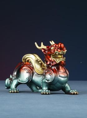 彩貔貅摆品件家饰居客厅办迷你B10公室装铜品玄关摆设工艺摆件
