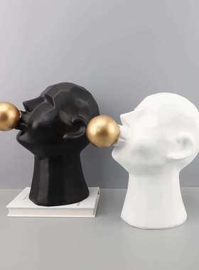 现代约树居06脂吹泡泡简男孩人物摆品件样板间书房客厅家工艺摆件