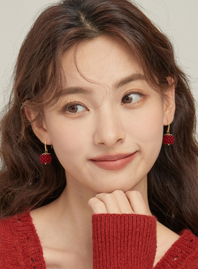 【雅影】红色树莓合金耳环女
