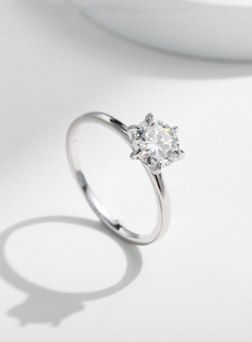 雅影莫桑钻S925纯银戒指女