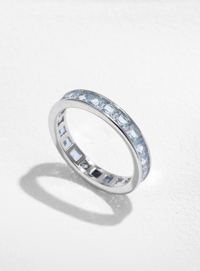 雅影水蓝锆石S925纯银戒指女