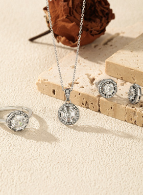 【雅影】八角形闪钻S925纯银项链