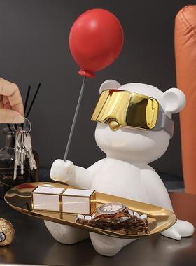 电镀眼镜托盘熊现代轻奢树脂清仓