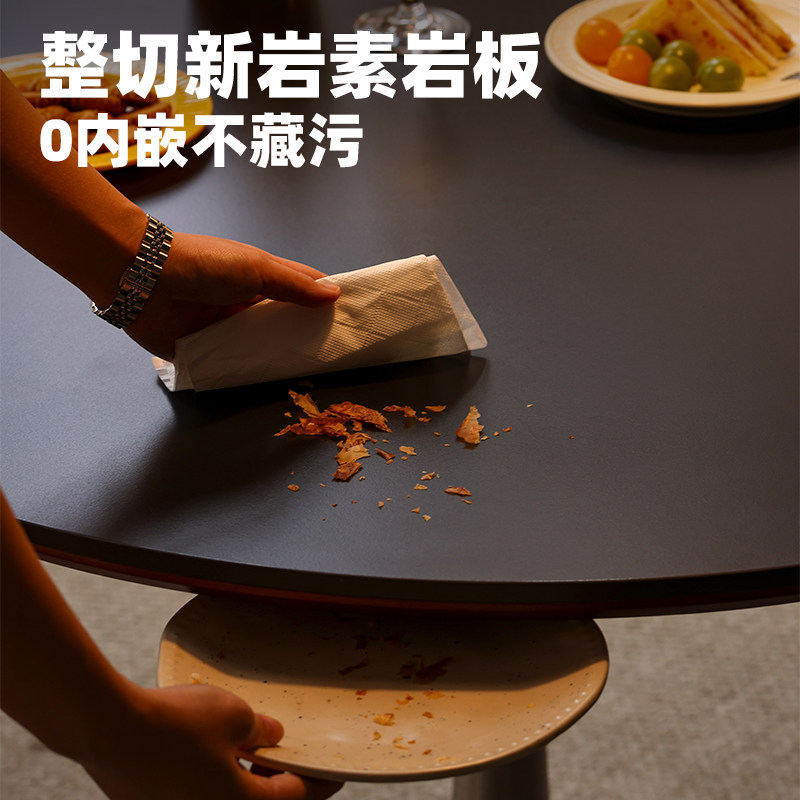 【小万家具】北欧复古家用实木岩板餐桌小户型设计郁金香轻奢圆桌,淘宝优惠券,粉丝福利购,淘宝优惠卷