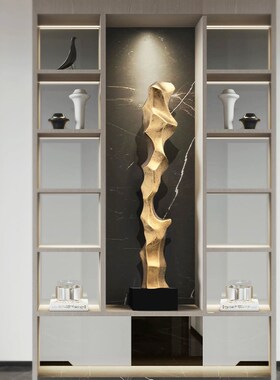 大型雕塑摆件工艺品酒店大堂过道玄关壁龛落地售楼处电镀艺术品