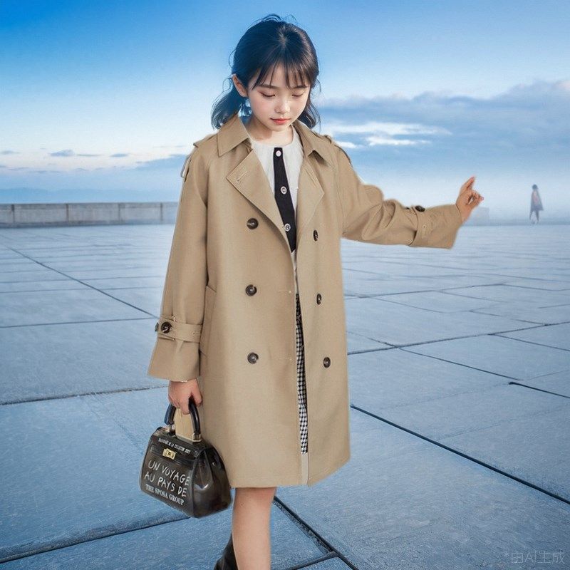 女童风衣中长款2024q春装新款洋气大童韩版儿童英伦风外套春秋外,淘宝优惠券,粉丝福利购,淘宝优惠卷