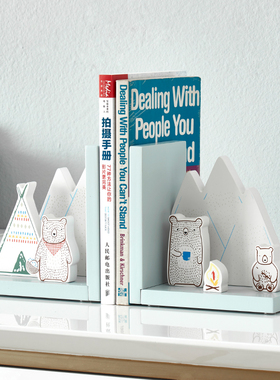卡通动物熊书挡摆件卧室书靠样板房书房儿童房家居装饰品书立摆设