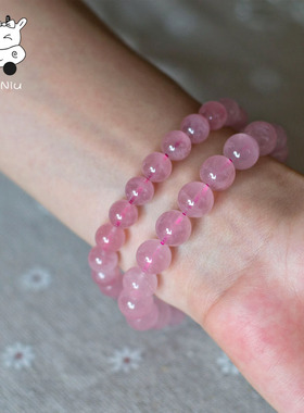 牛妞妞 天然马达加斯加粉晶手链粉水晶粉色女马粉手串 招桃花人缘