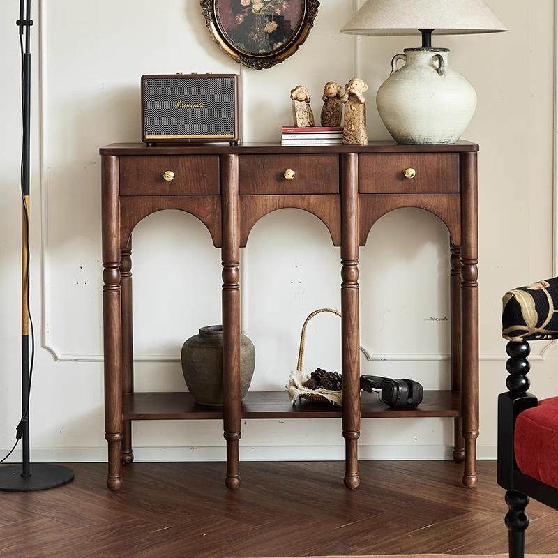 法式复古实木玄关柜走廊入装物QHP饰柜阳关断柜小户型户家用置柜,淘宝优惠券,粉丝福利购,淘宝优惠卷