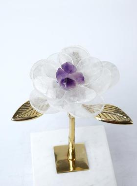 现代奢白水板晶石铜工品大W0055艺理石底座摆件样间电视柜家居轻