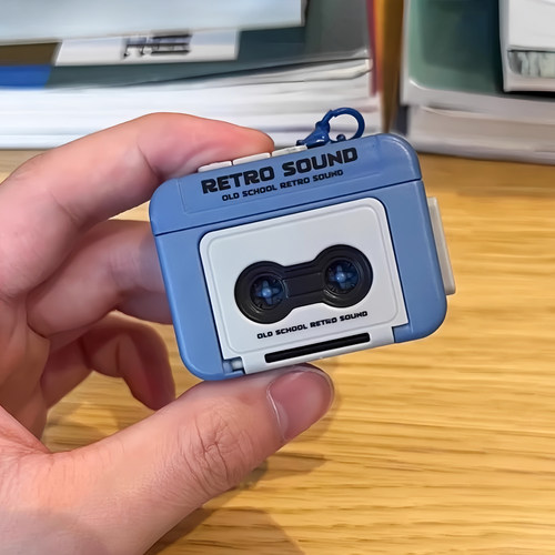 复古录音机挂件钥匙扣磁带机挂件会放音乐可放磁带迷你摆件播放器 - 图3