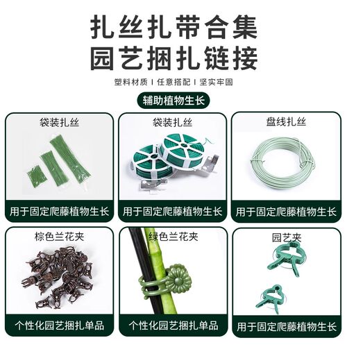 园艺扎带植物塑形丝爬行藤曼固定器铁丝外包塑防腐蚀植物固定架 - 图3