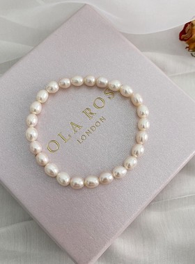 天然淡水珍珠手链弹力绳ins风小众设计感气质简约甜美女式送闺蜜