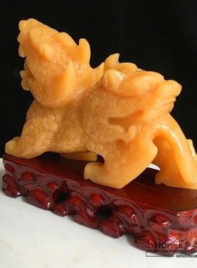 天然米黄玉貔貅摆件家居客厅酒柜办公室桌面装饰品工艺品礼品摆设