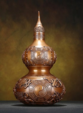 紫铜葫芦摆件中式铜家居办公室装饰品桌面摆设公司开业乔迁送礼