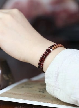 天然小叶紫檀木双圈手串男女士款檀香木质佛念珠盘玩情侣手錬文玩