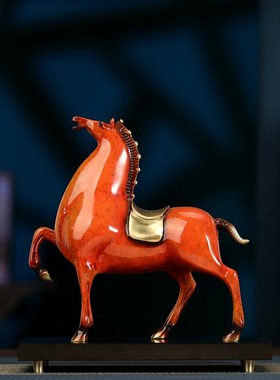 全铜摆件将军马犀皮漆大漆马到成功室内装饰商务送礼乔迁开业礼品