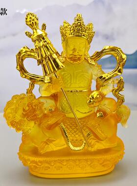 财宝天王像古琉璃北方多闻天王密宗毗纱门护发佛堂家居摆饰财神爷