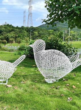 户外不锈钢镂空小鸟雕塑摆件园林铁艺动物草坪装饰售楼处公园美陈