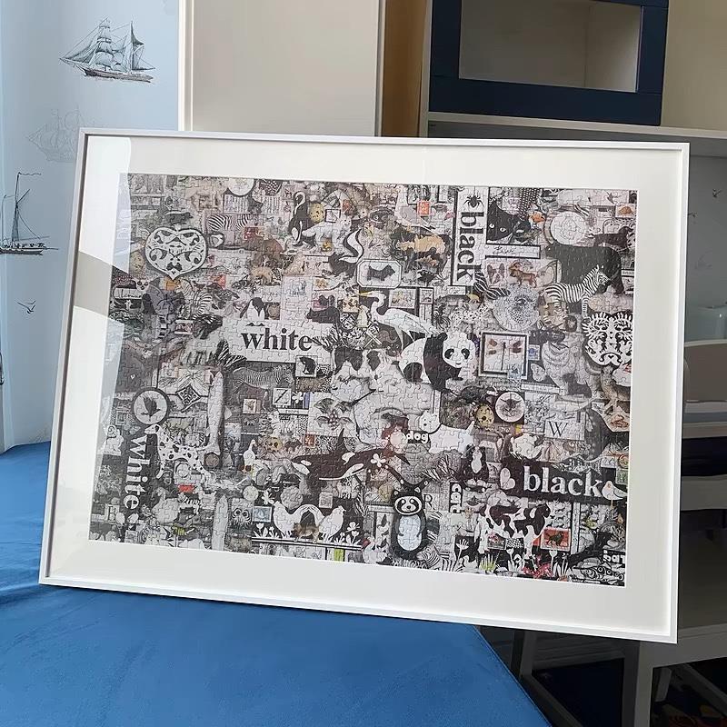 拼图1000片相框500片金属平面窄边画 画框拼图框70×50x75裱框可 - 图3