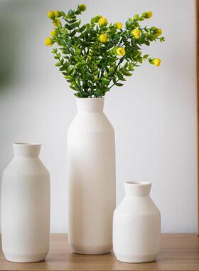 陶瓷花套装花陶瓷件套花瓶白色瓶陶瓷花瓶KIQ摆瓶件三简约插花器