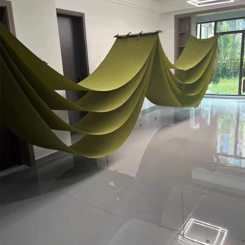 婚庆布幔弹力布婚礼多层波浪布幔婚礼舞台纱幔韩式婚礼吊顶装饰布 - 图1