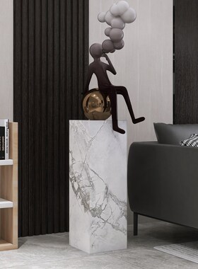 岩板底座摆台客厅大型落地摆件石材墩子装饰柱大理石立柱雕塑地台