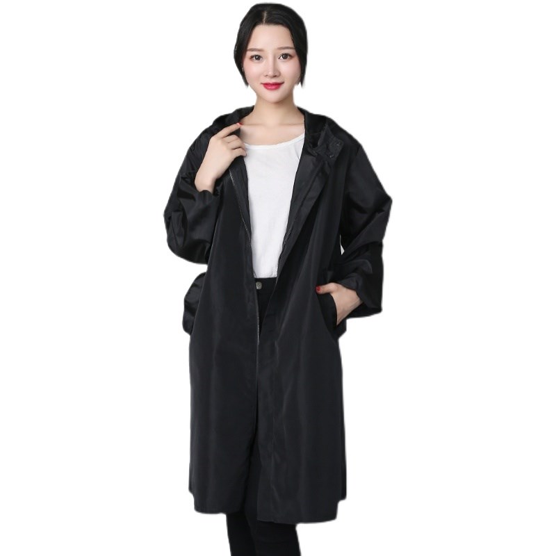 时尚加长防水罩衣四季薄款男女风衣式工作服外套厨房防油围裙大褂 - 图2